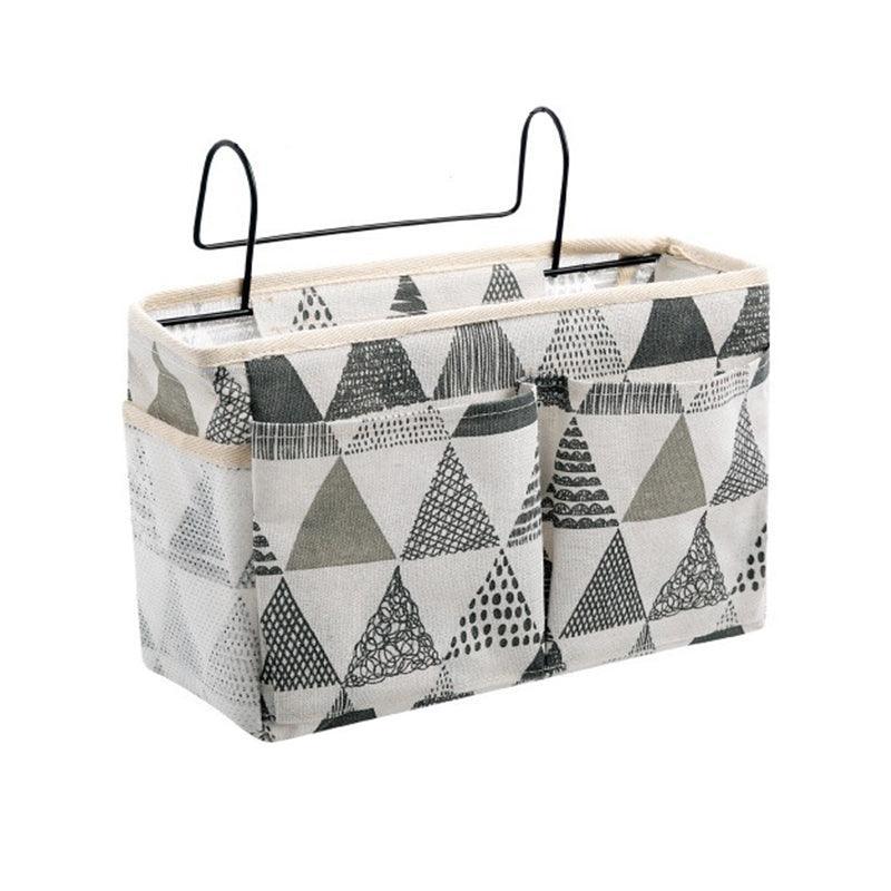 Hanging Bedside Storage Caddy with Pockets for Bunk Bed Dorm Couch Organizing - Blue Triangle