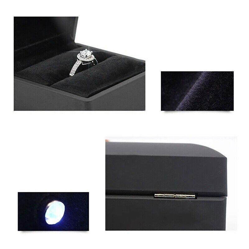 LED Lighted Jewelry Pendant Box Case Jewellery Display Gift Storage - Red