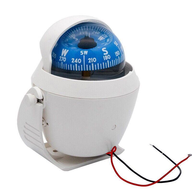 1Pc Boat Compass with Built In Light White 65mm Pivoting Card for Marine Use