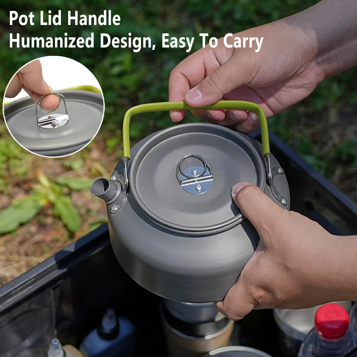 1.2L Outdoor Teapot Camping Hiking Portable Aluminum Kettle Coffee Pot Travel