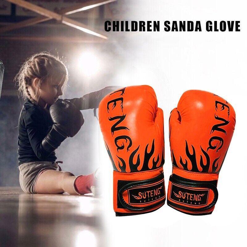 2PCS PU Boxing Training Gloves for Young Beginners Suitable for Ages 3-12 - Red