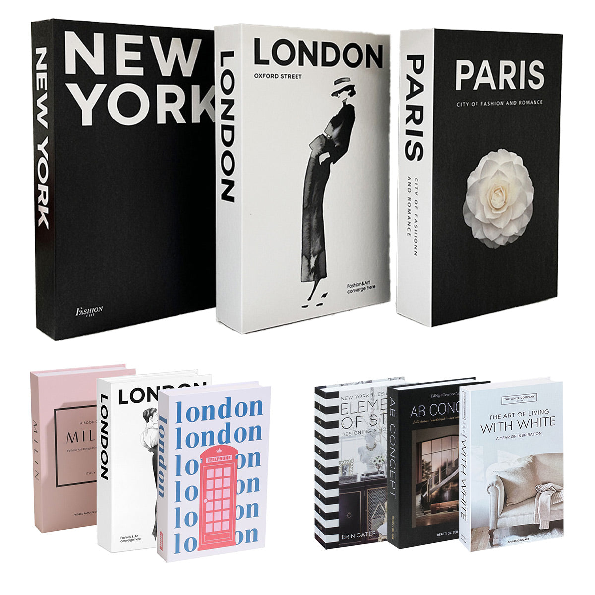 3 PCS Modern Decorative Books Set Foldable Fake Books for Display City Theme - B