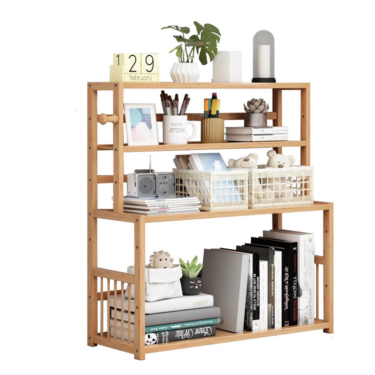 Compact Desktop Bookshelf Storage Bookcase Organizer Small Shelf Display Unit