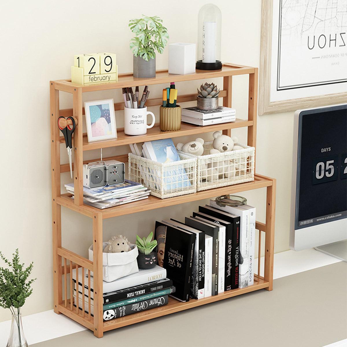 Compact Desktop Bookshelf Storage Bookcase Organizer Small Shelf Display Unit