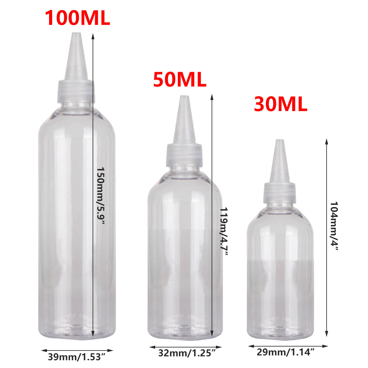 100pcs Needle Tip Plastic Bottles Transparent Squeeze Dispensing Bottle DIY Tool - 100ml