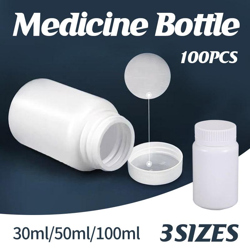 100pcs White Plastic Capsule Bottle Small Medicine Granule Packaging Container - 50ml
