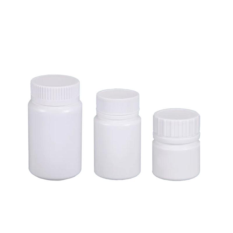 100pcs White Plastic Capsule Bottle Small Medicine Granule Packaging Container - 50ml