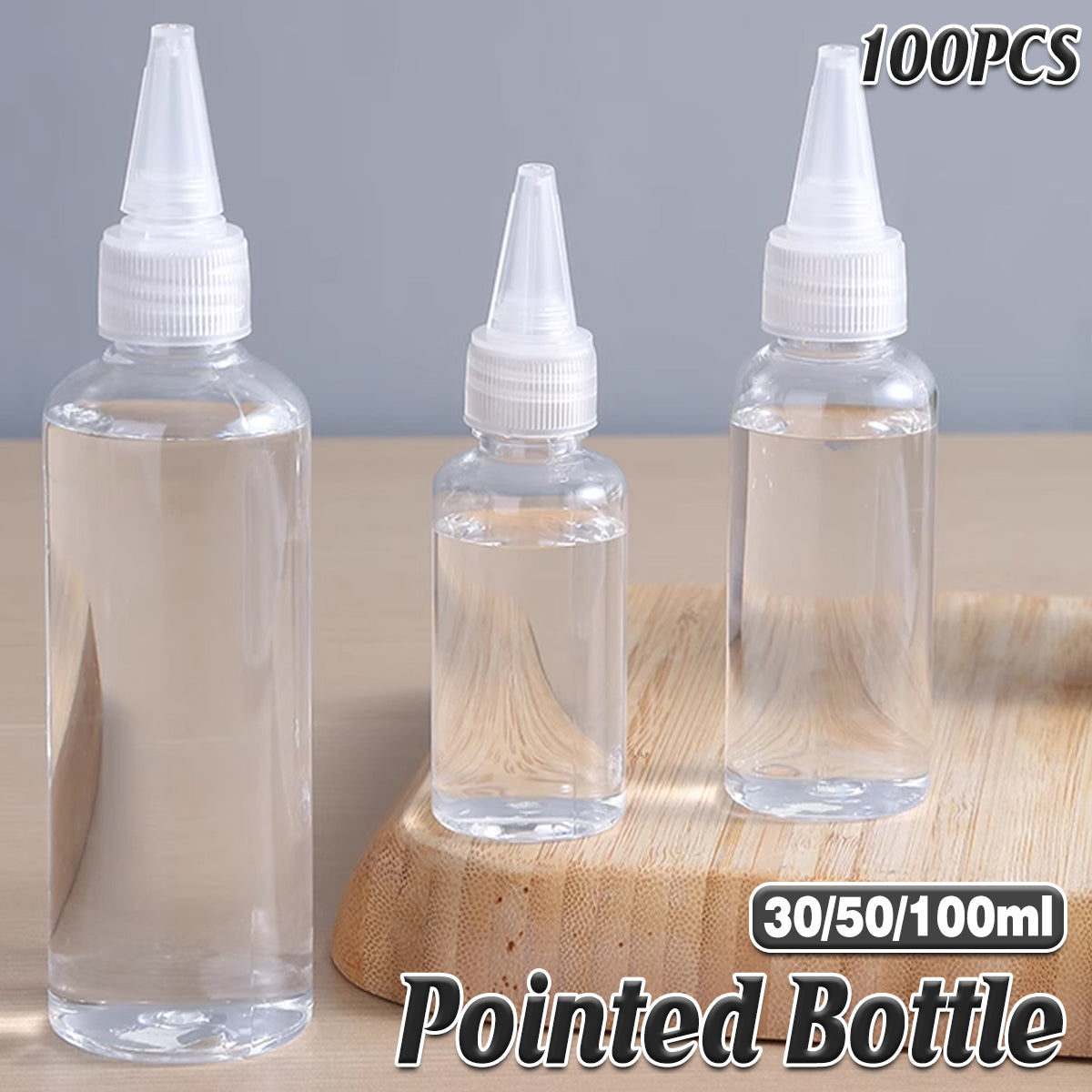 100pcs Needle Tip Plastic Bottles Transparent Squeeze Dispensing Bottle DIY Tool - 50ml