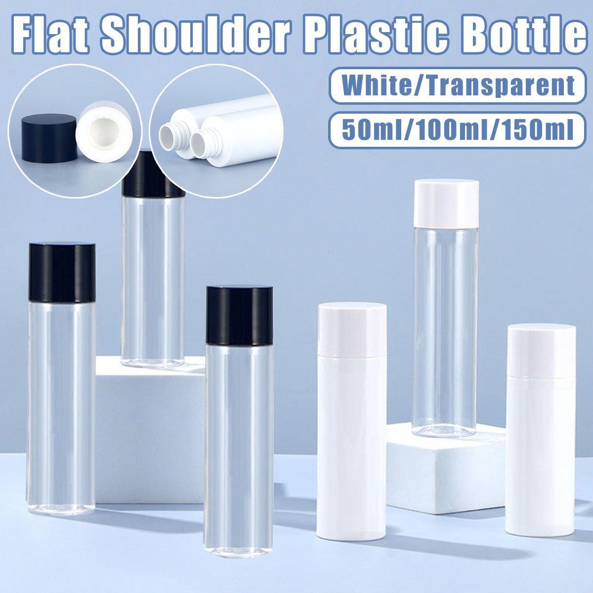 50/100/150ml Plastic Toner Lotion Bottles Refillable Travel Cosmetic Containers - Black Lid + Transparent Bottle - 50ml