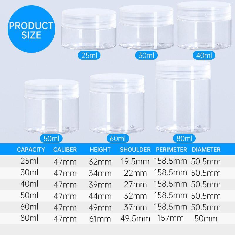 10pcs Transparent Wide Mouth Plastic Jars with Cap Skin Care Cream Containers - 80ml