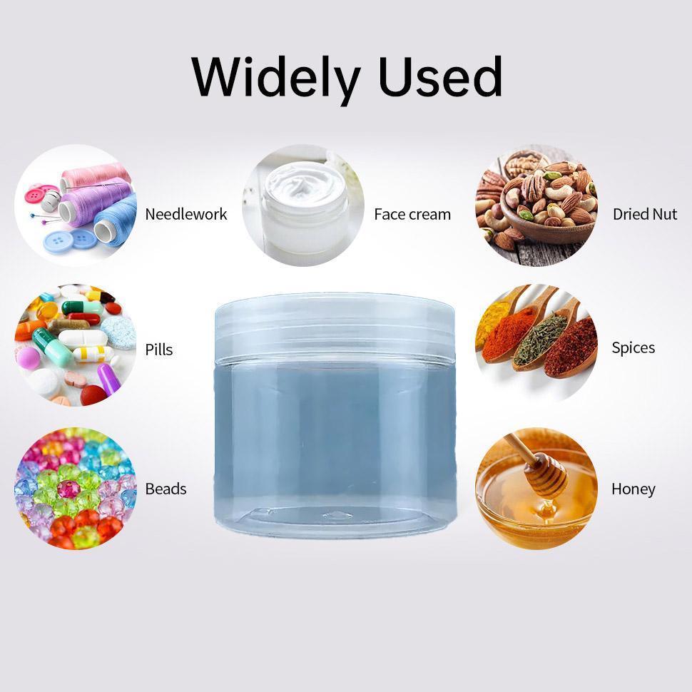 10pcs Transparent Wide Mouth Plastic Jars with Cap Skin Care Cream Containers - 50ml