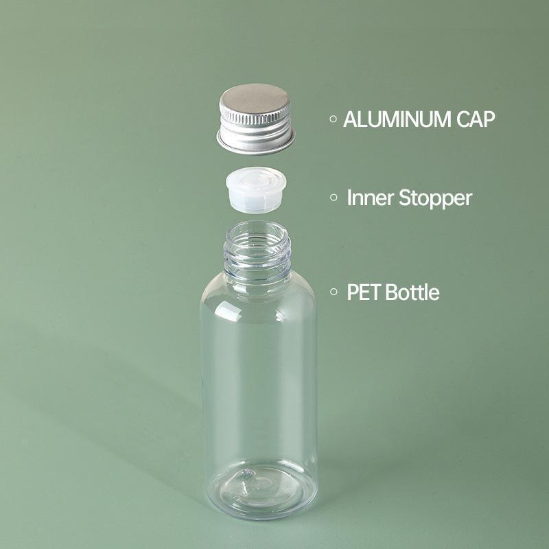 20pcs Brown Transparent Cosmetic Bottles with Aluminum Lids for Packaging - Brown-100ml