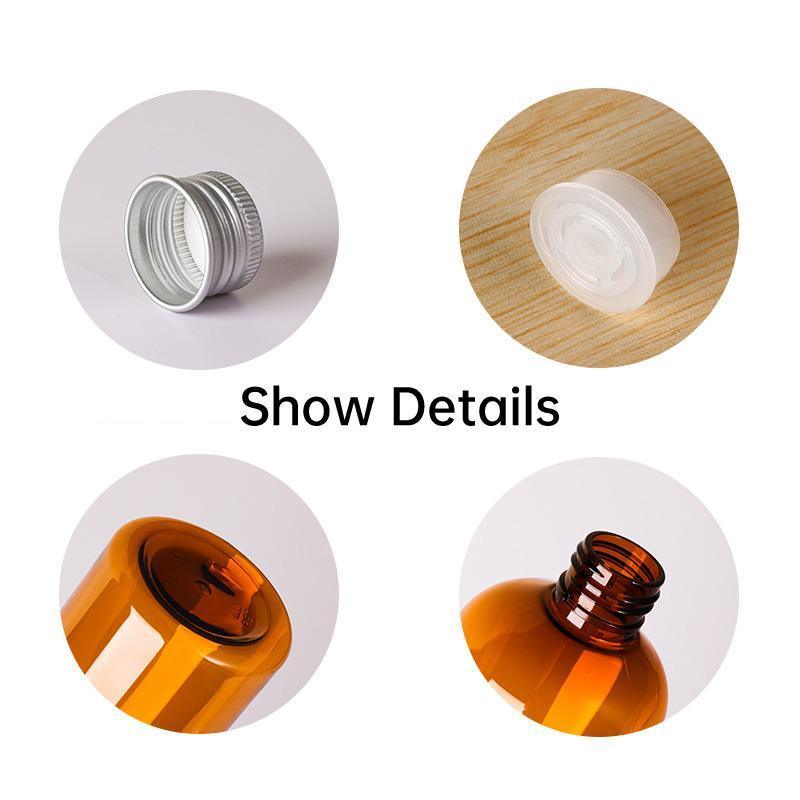 20pcs Brown Transparent Cosmetic Bottles with Aluminum Lids for Packaging - Brown-100ml