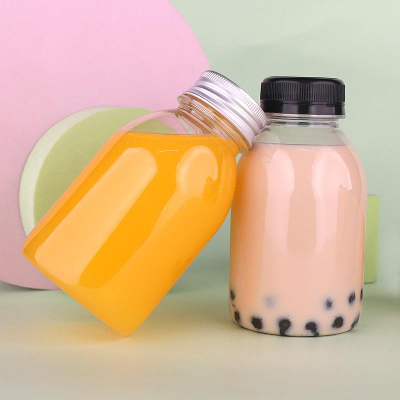 20pcs 250ml Reusable Plastic Juice Bottles 38mm Caliber Clear Beverage Container - Bottle-20pcs-Glossy -Black