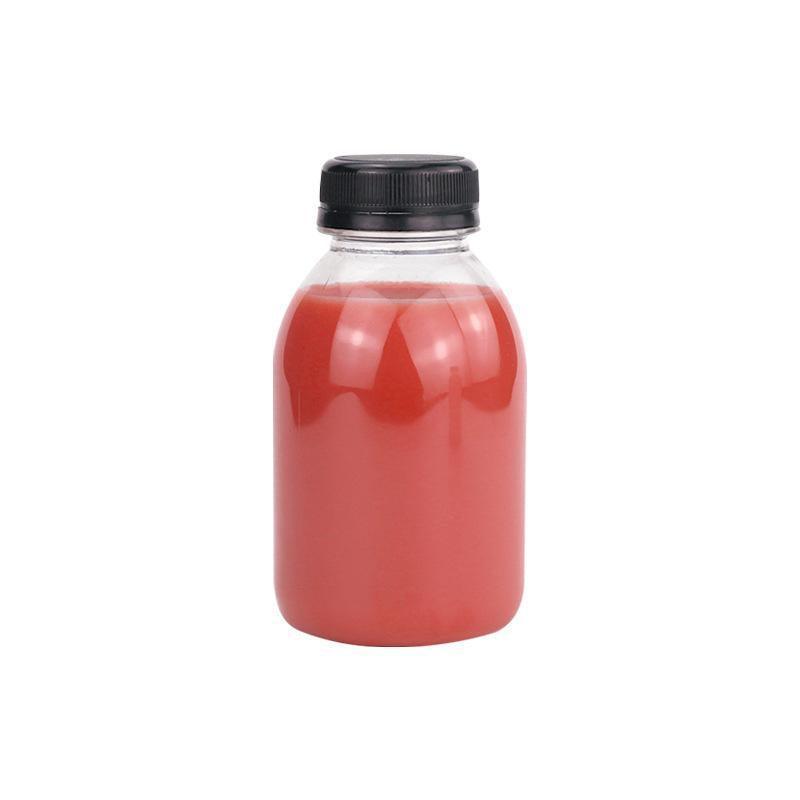 20pcs 250ml Reusable Plastic Juice Bottles 38mm Caliber Clear Beverage Container - Bottle-20pcs-Glossy -Black