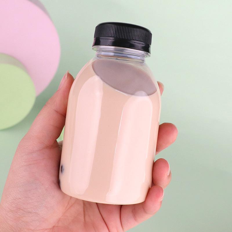 20pcs 250ml Reusable Plastic Juice Bottles 38mm Caliber Clear Beverage Container - Bottle-20pcs-Glossy -Black