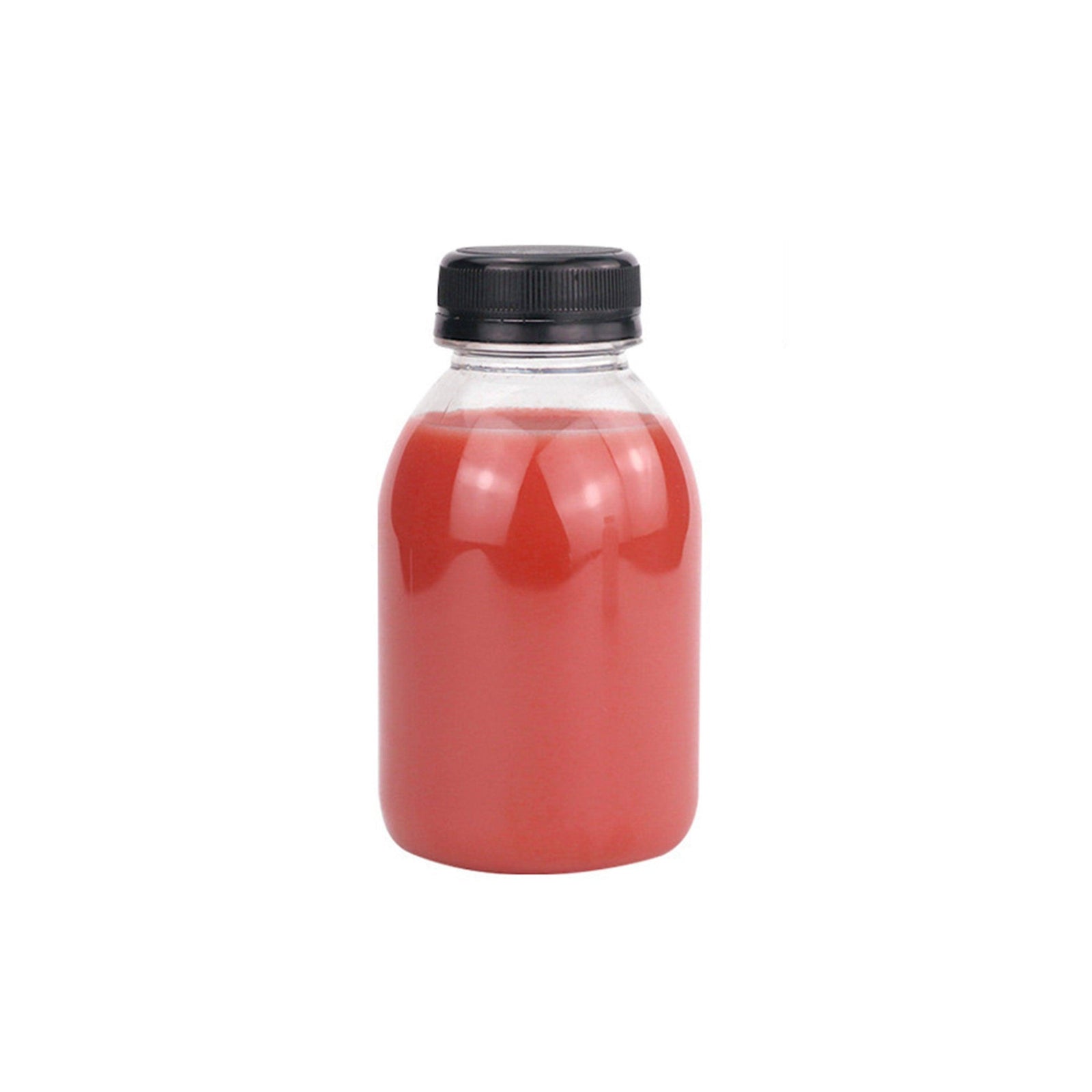 20pcs 250ml Reusable Plastic Juice Bottles 38mm Caliber Clear Beverage Container - Bottle-20pcs-Glossy -Black