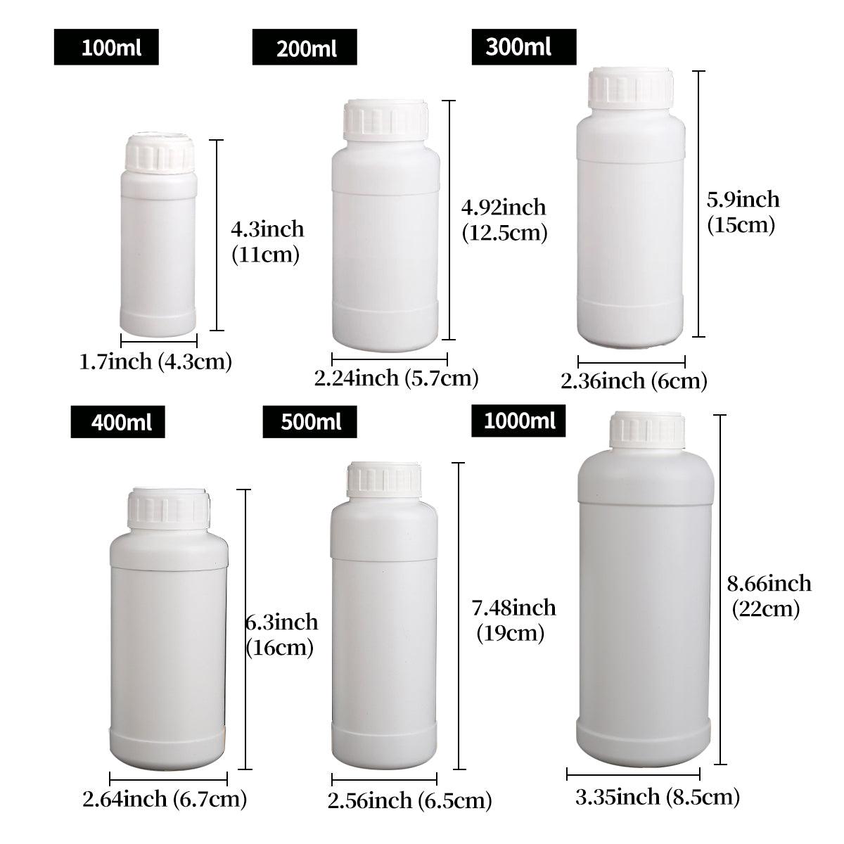 50pcs Chemical Bottle White Plastic Sample Reagent Bottles for Lab Storage - 200ml