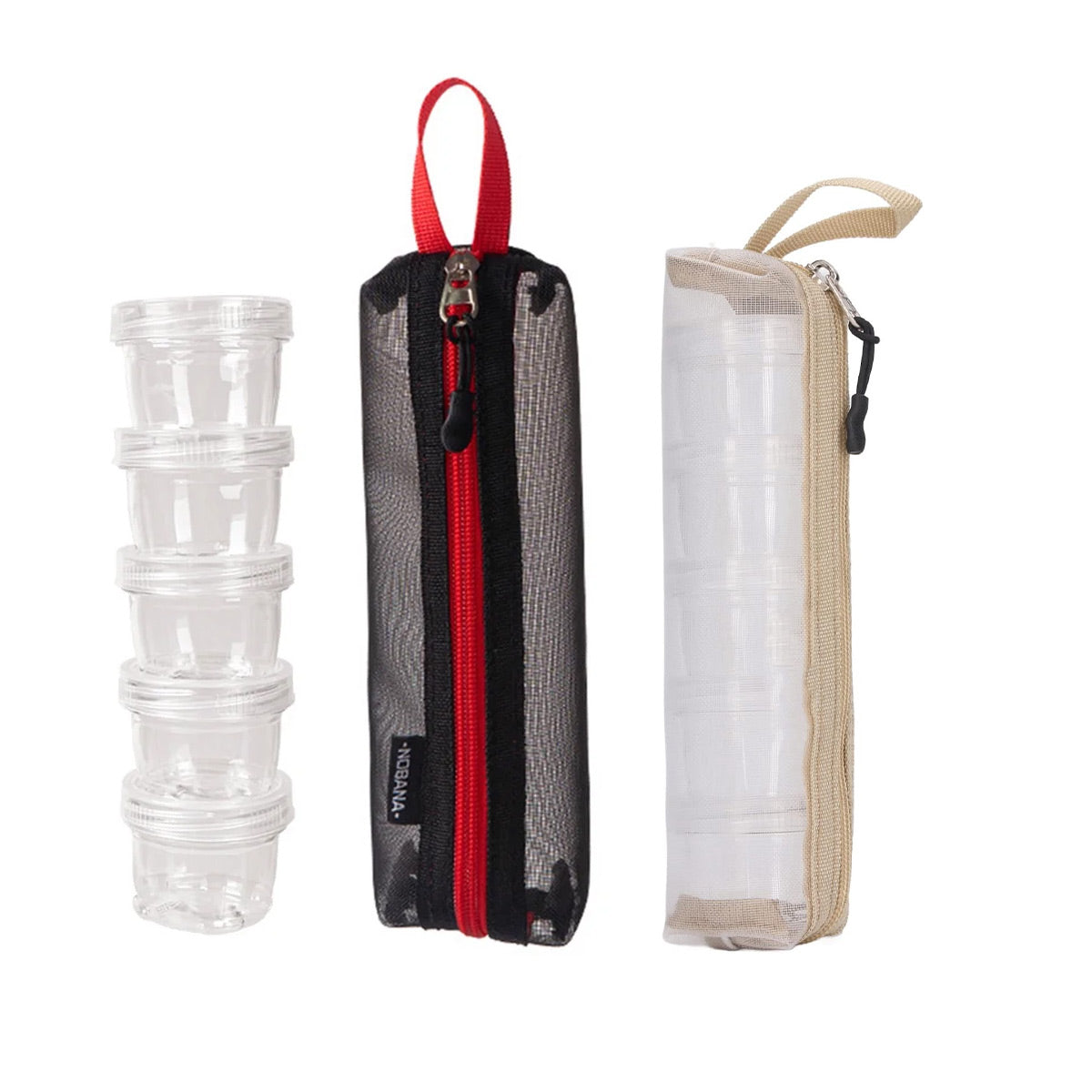 5PCS Outdoor Camping Spice Container Set Travel BBQ Seasoning Storage Box Use - White