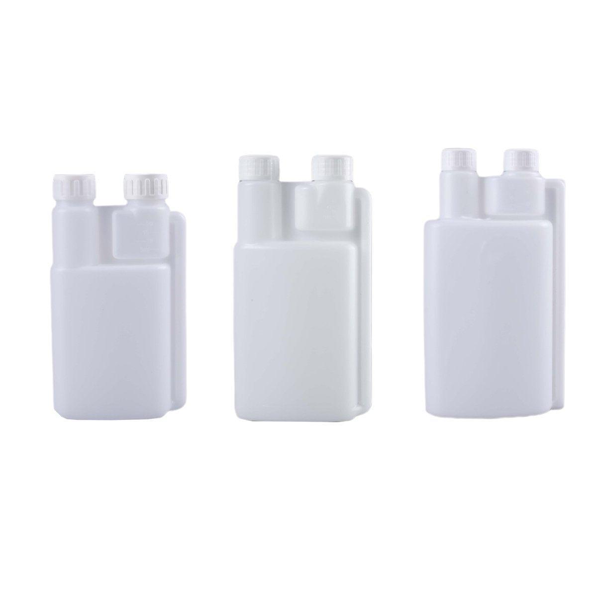 250-1000ml Plastic Twin Chamber Bottle with Tamper Evident Cap for Chemical Liquids - 8Pcs 250ml