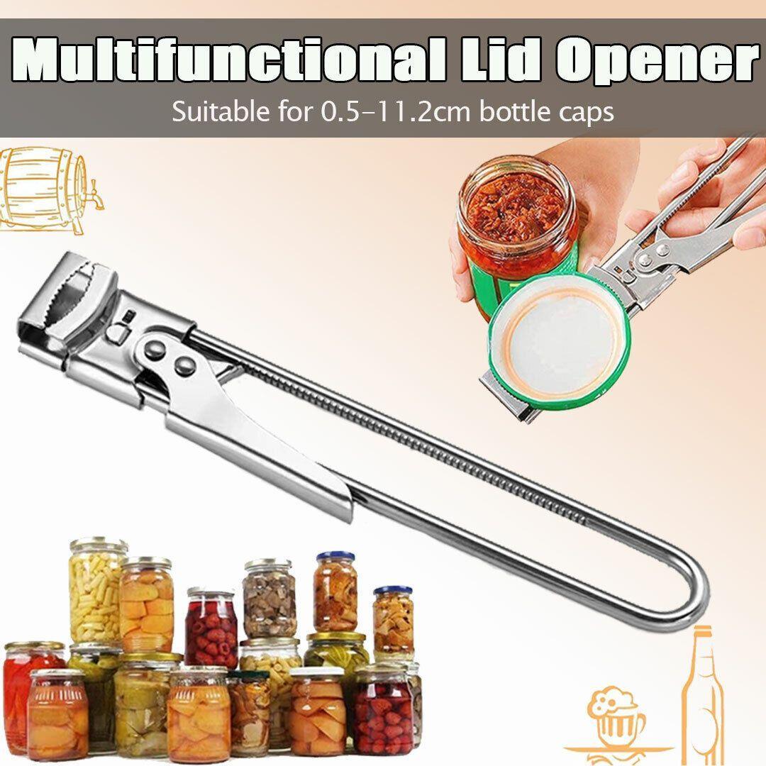 Bottle Opener Multifunctional Beer Adjustable Stainless Steel Jar Lid Gripper Au