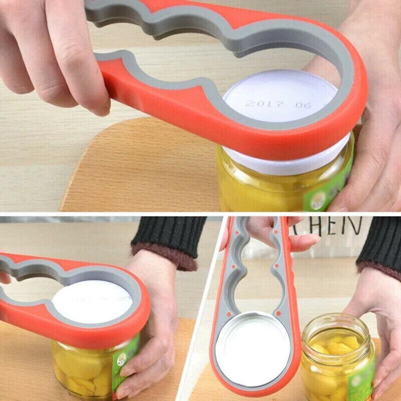 Silicone Jar Can Opener Multi-Purpose Lids Cap Arthritis Bottle Opener Easy Grip - Red
