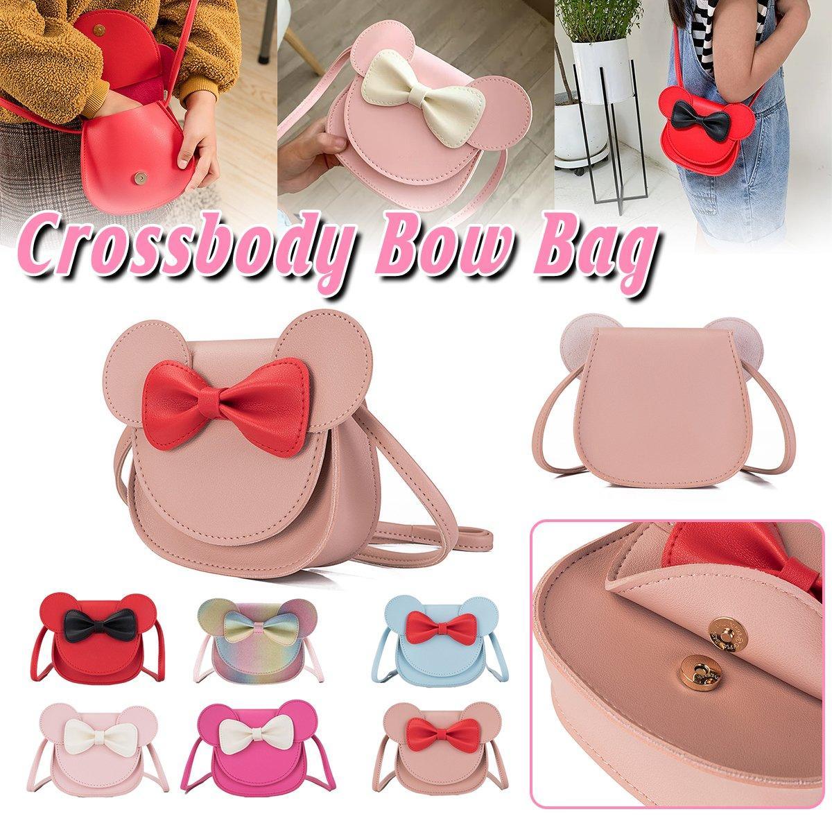 Cute Bowknot Crossbody Bag Fashionable Girls Shoulder Bag Slanting Mini Handbag - Pink