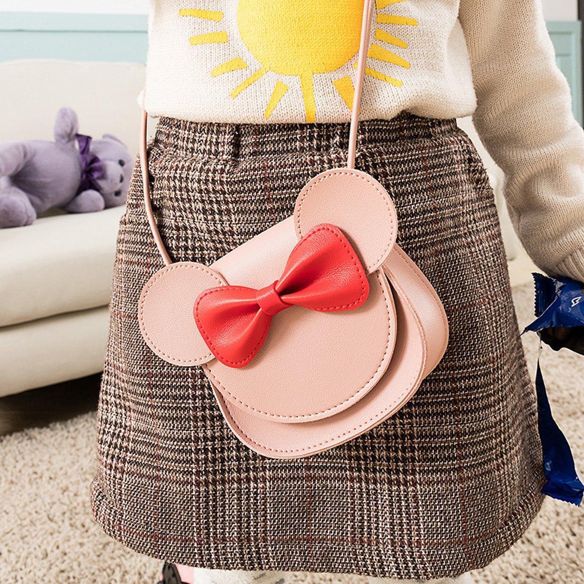 Cute Bowknot Crossbody Bag Fashionable Girls Shoulder Bag Slanting Mini Handbag - Pink