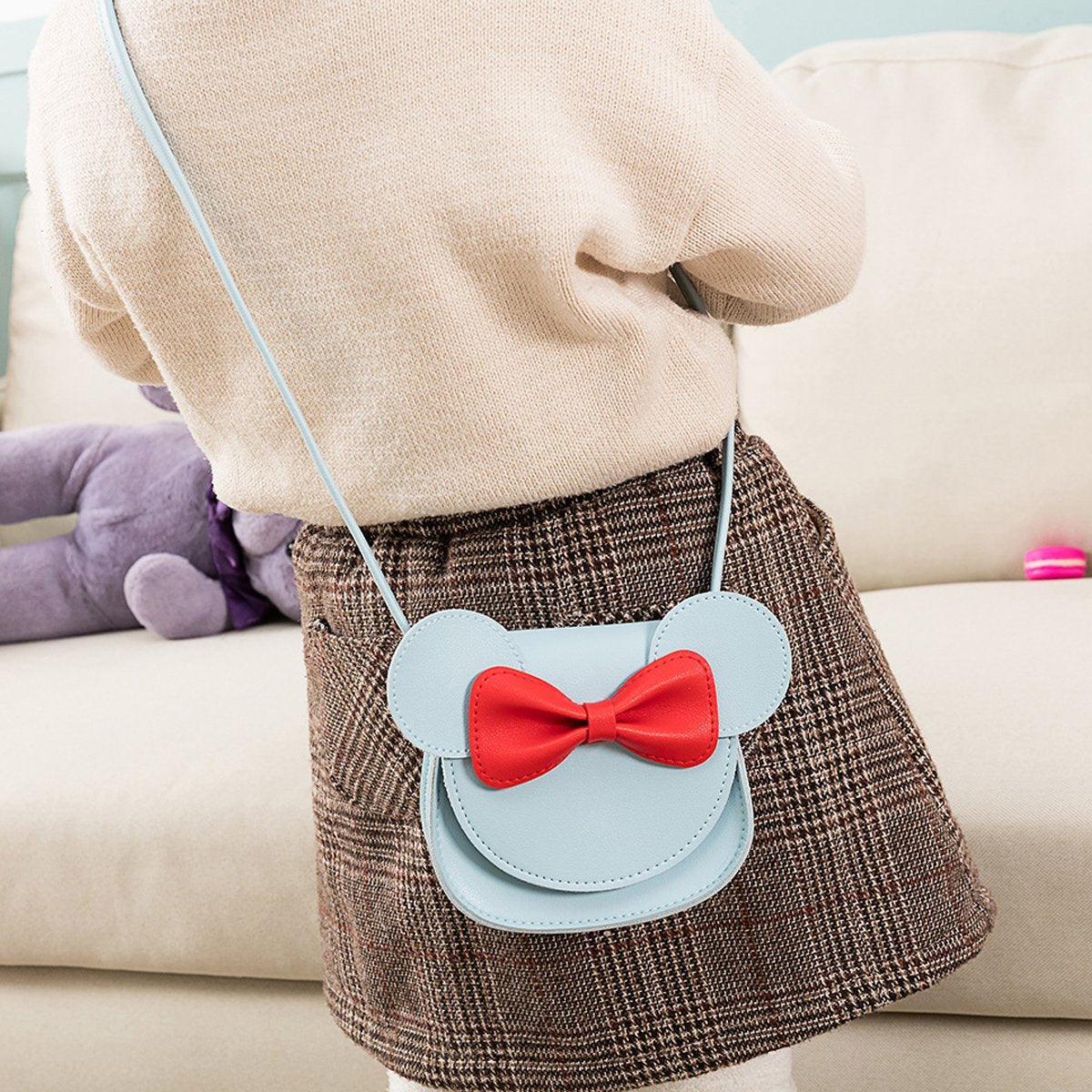 Cute Bowknot Crossbody Bag Fashionable Girls Shoulder Bag Slanting Mini Handbag - Rainbow
