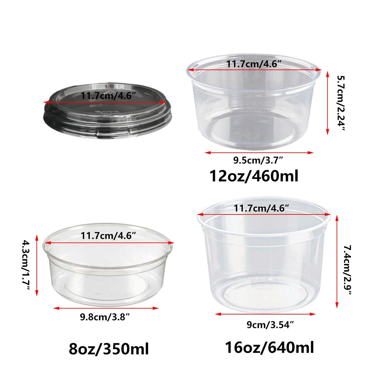 100PCS Transparent Packing Box With Cover Plastic Dessert Bowl Food Container - 12oz Bowl