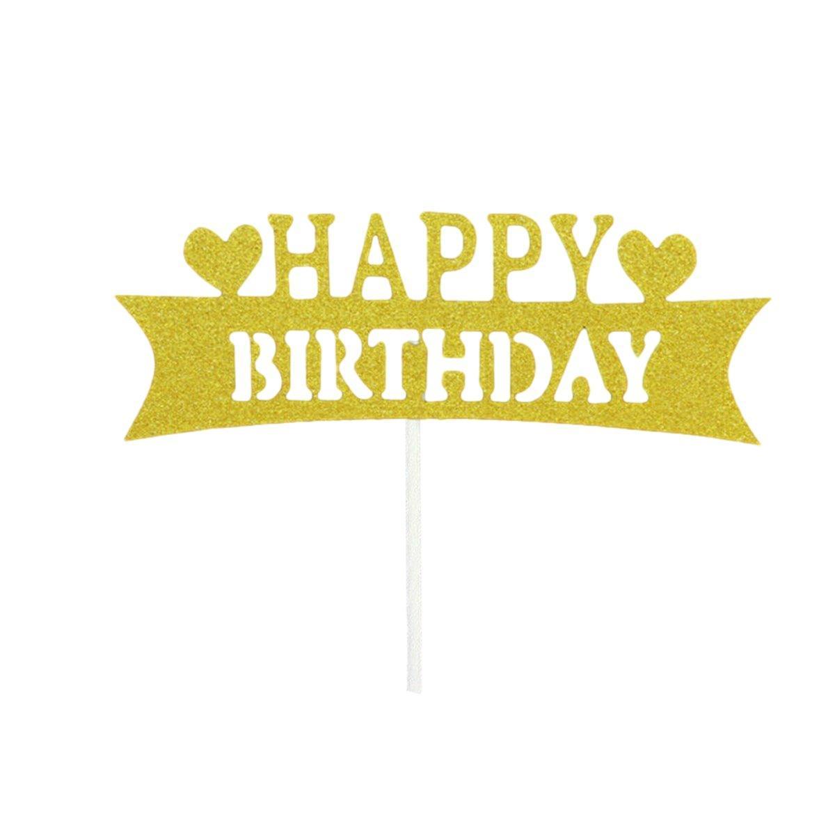 Happy Birthday Cake Topper Colour Printed Acrylic Party Decorations - Blue-Bowknot