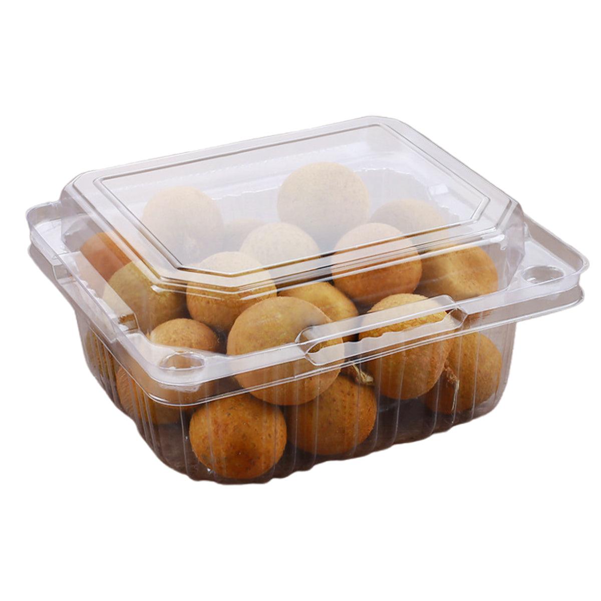 100pcs Transparent Plastic Fruit Box with Tape Cover Storage Packaging for Fruit - 125g