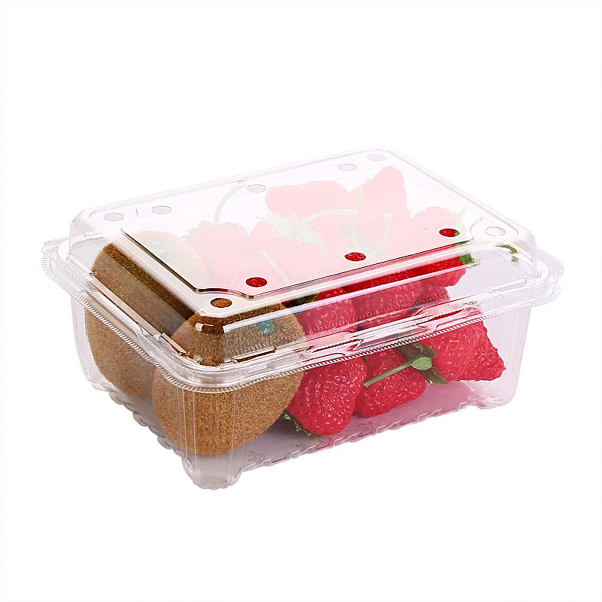 100pcs Transparent Plastic Fruit Box with Tape Cover Storage Packaging for Fruit - 125g