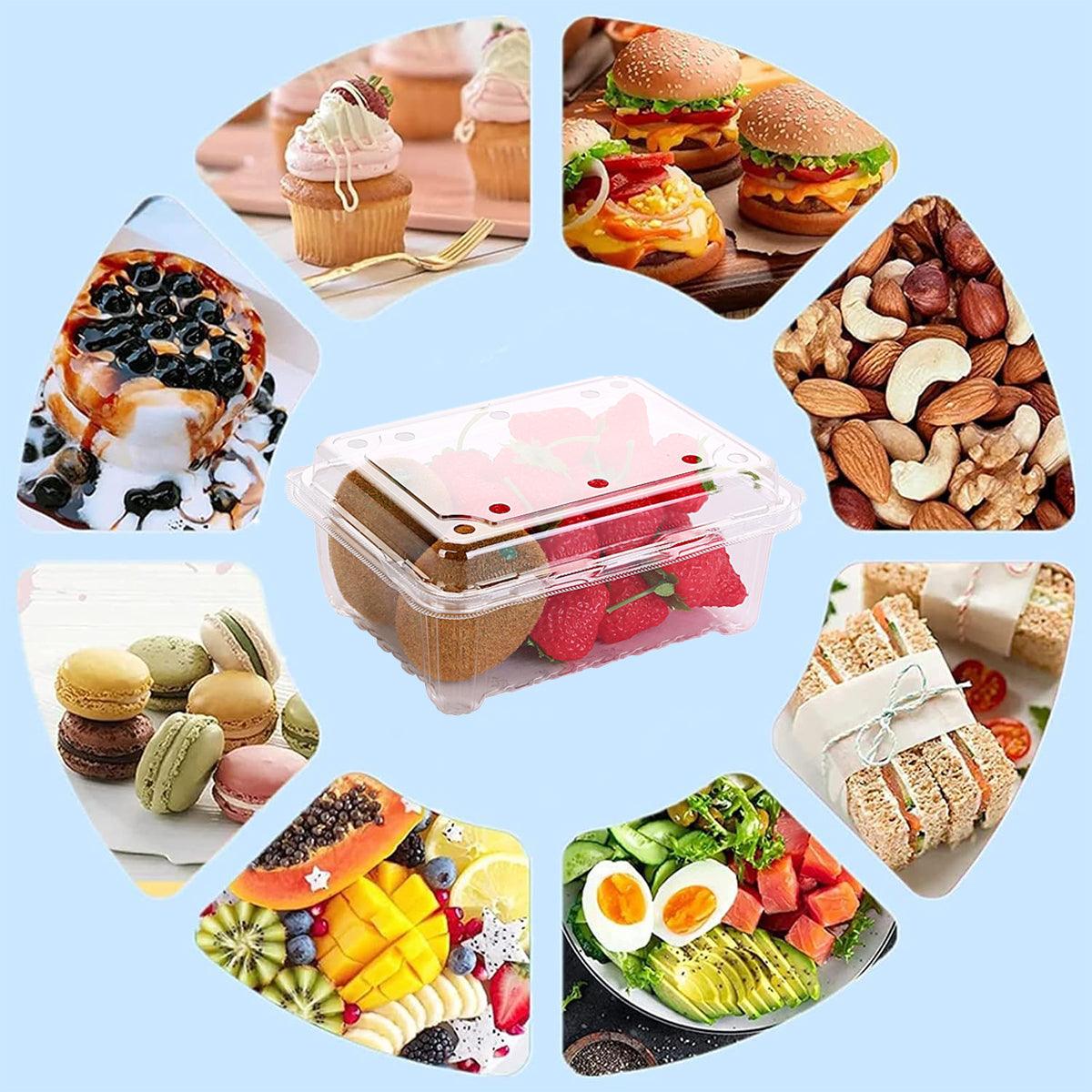 100pcs Transparent Plastic Fruit Box with Tape Cover Storage Packaging for Fruit - 250g