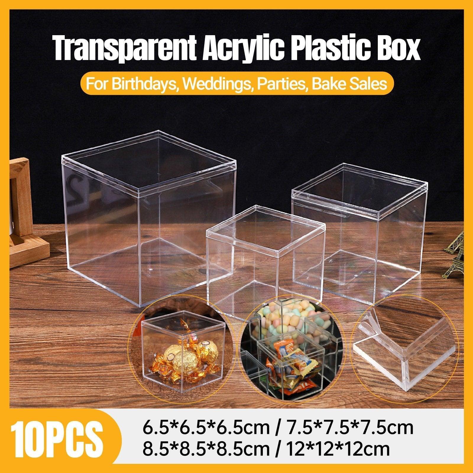 10pcs Clear Acrylic Plastic Boxes Square Storage Containers for Food  Small Item - 10pcs-75-75-75