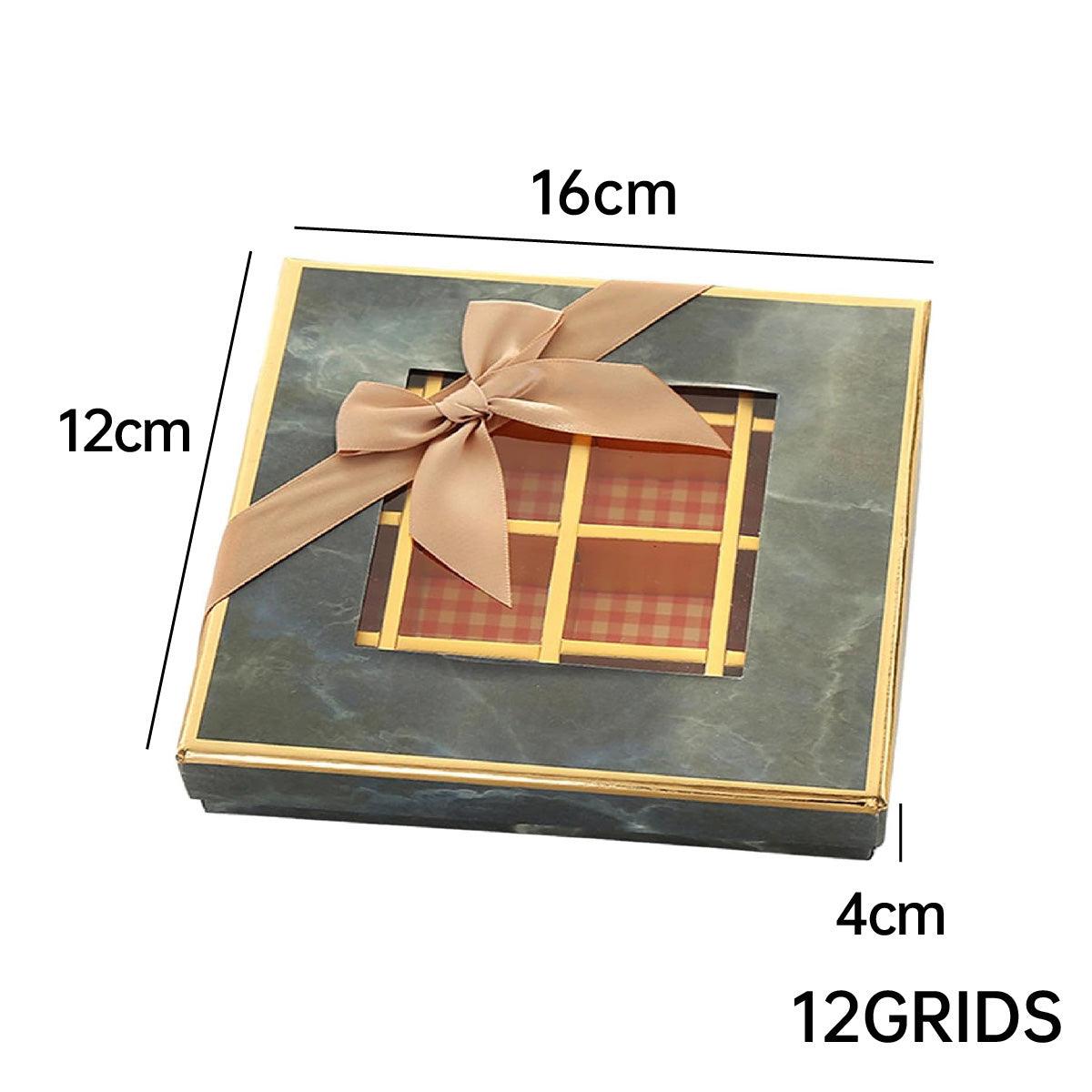 25X Valentines Day 9/12Grids Chocolate Box Gourmet Desserts Gift Display Window - Gray 12Grids-16-12-4-25pcs