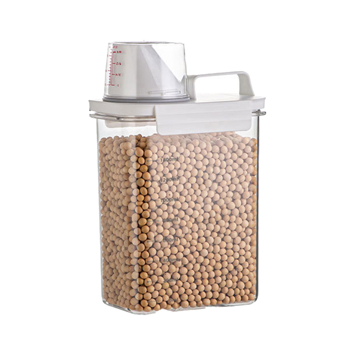Sealed Household Grain Storage Box Transparent Rice Bucket Kitchen Storage - 2300ml