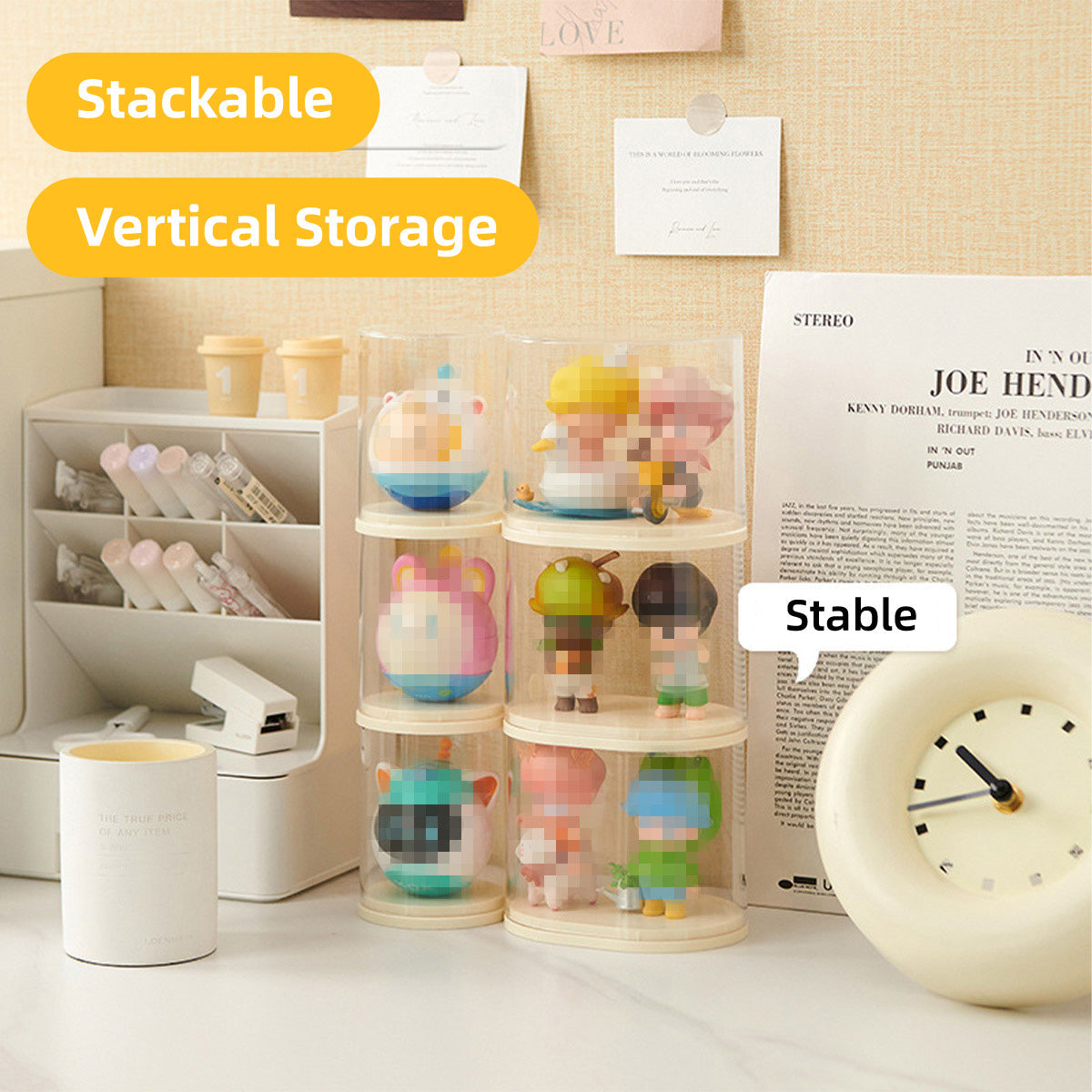 2pcs Clear Acrylic Display Case Transparent Box for Collectibles Dolls Figures - M