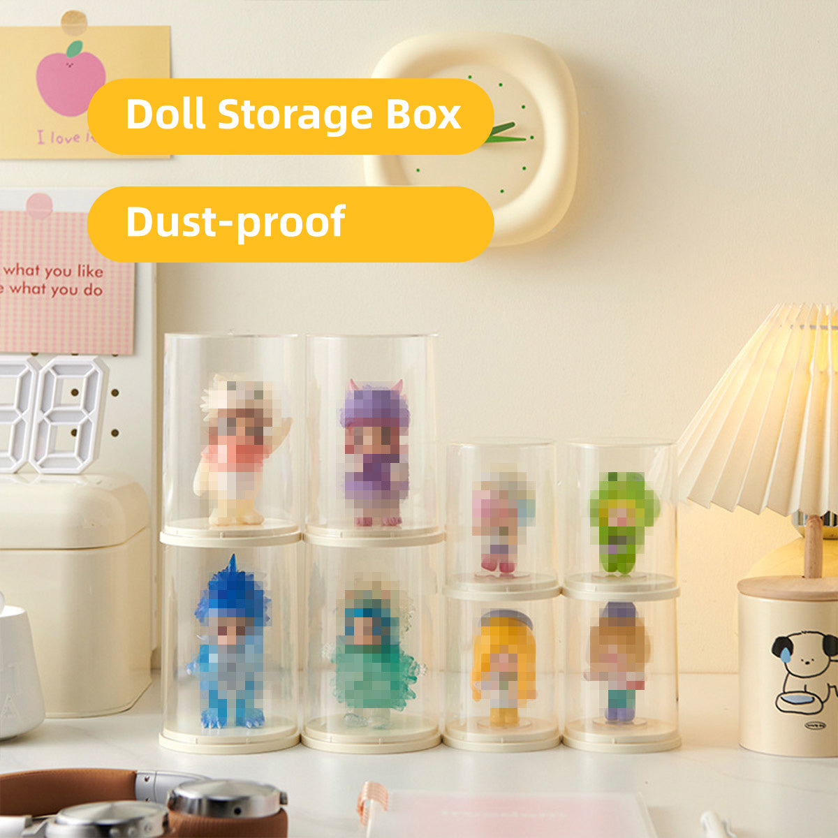 2pcs Clear Acrylic Display Case Transparent Box for Collectibles Dolls Figures - M