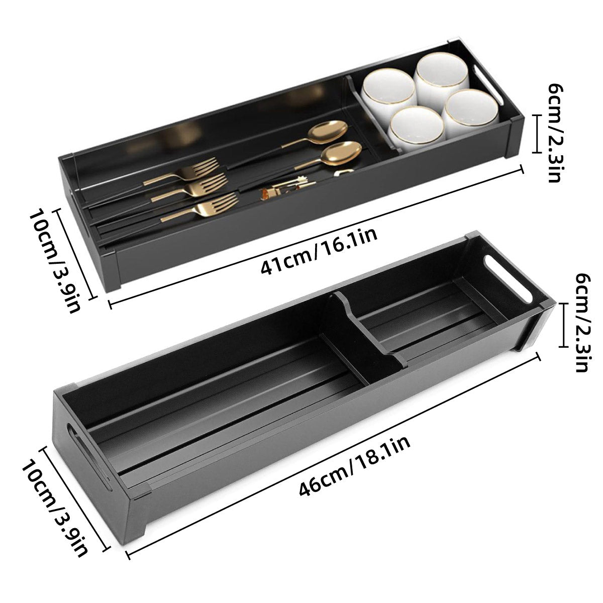 Kitchen Cabinet Drawer Cutlery Tray Utensil Organiser Insert Divider Storage - 41x10cm