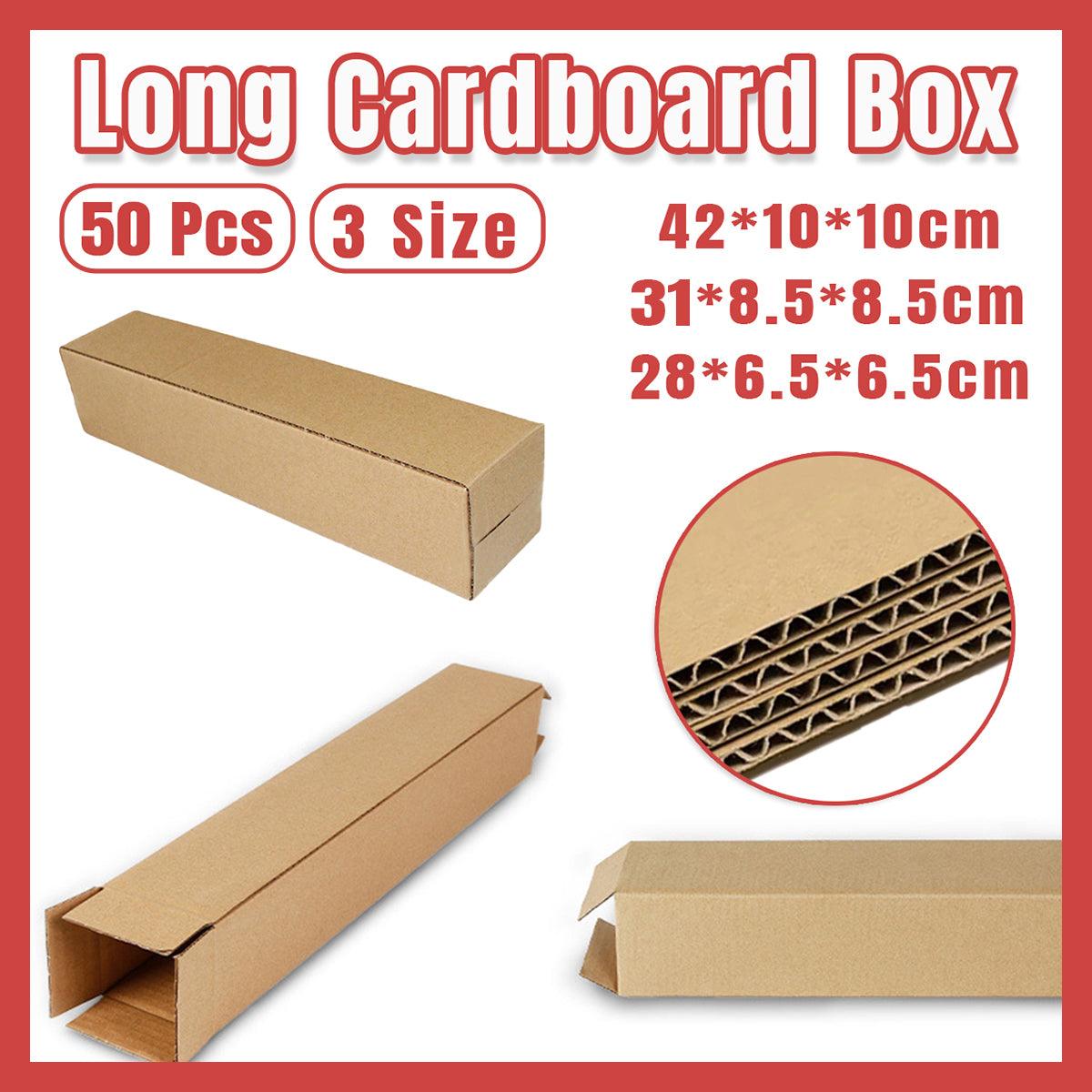 50pcs Long Strip Carton Flat Square Durable Shipping Boxes for Packaging Storage - 10cm x 10cm x 42cm