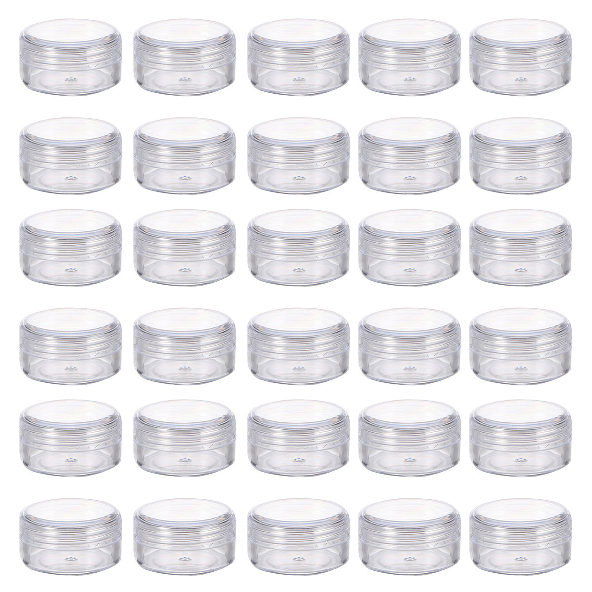 Cosmetic Cream Jar Bottle 50PCS 5g Transparent Round Refillable Sample Container - White Flat Lid Jar