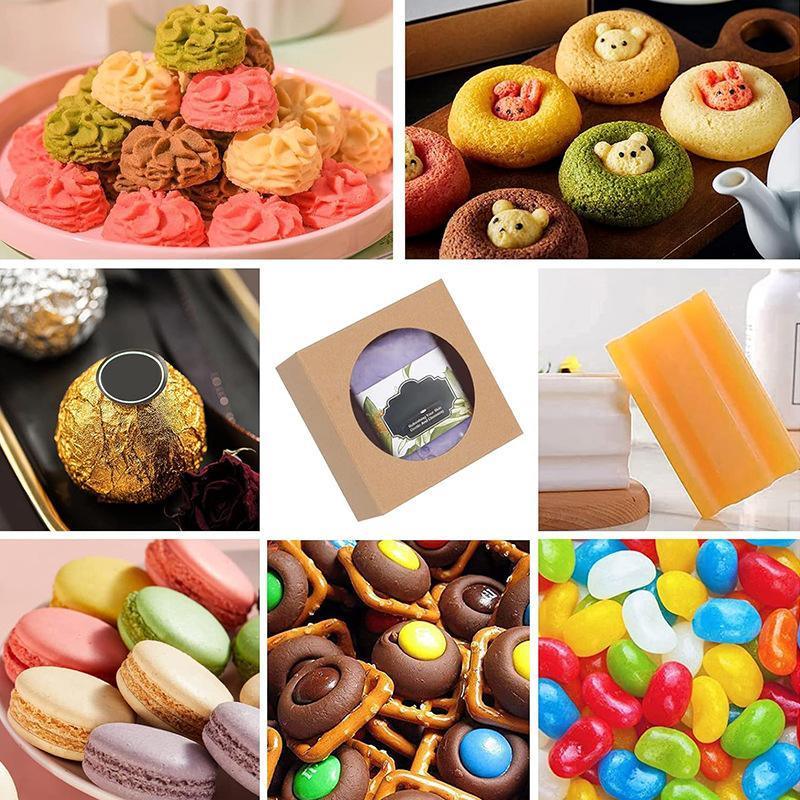 50PCS Handmade Soap Paper Box Round Window Kraft Black White Candy Biscuit Box - Black-50pcs 10*10*2.4CM