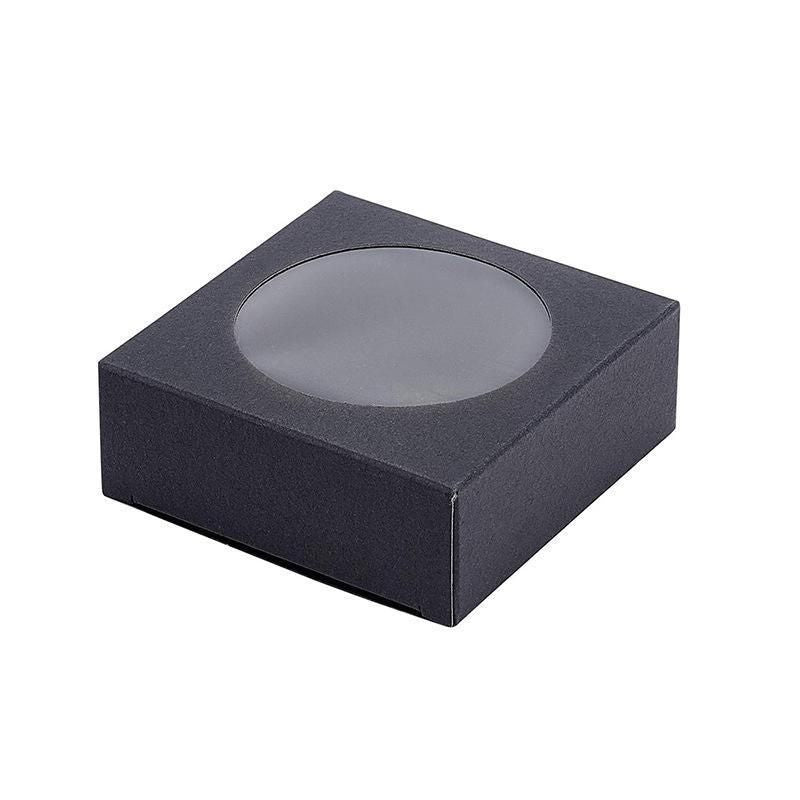50PCS Handmade Soap Paper Box Round Window Kraft Black White Candy Biscuit Box - Khaki-50pcs 8*8*3CM