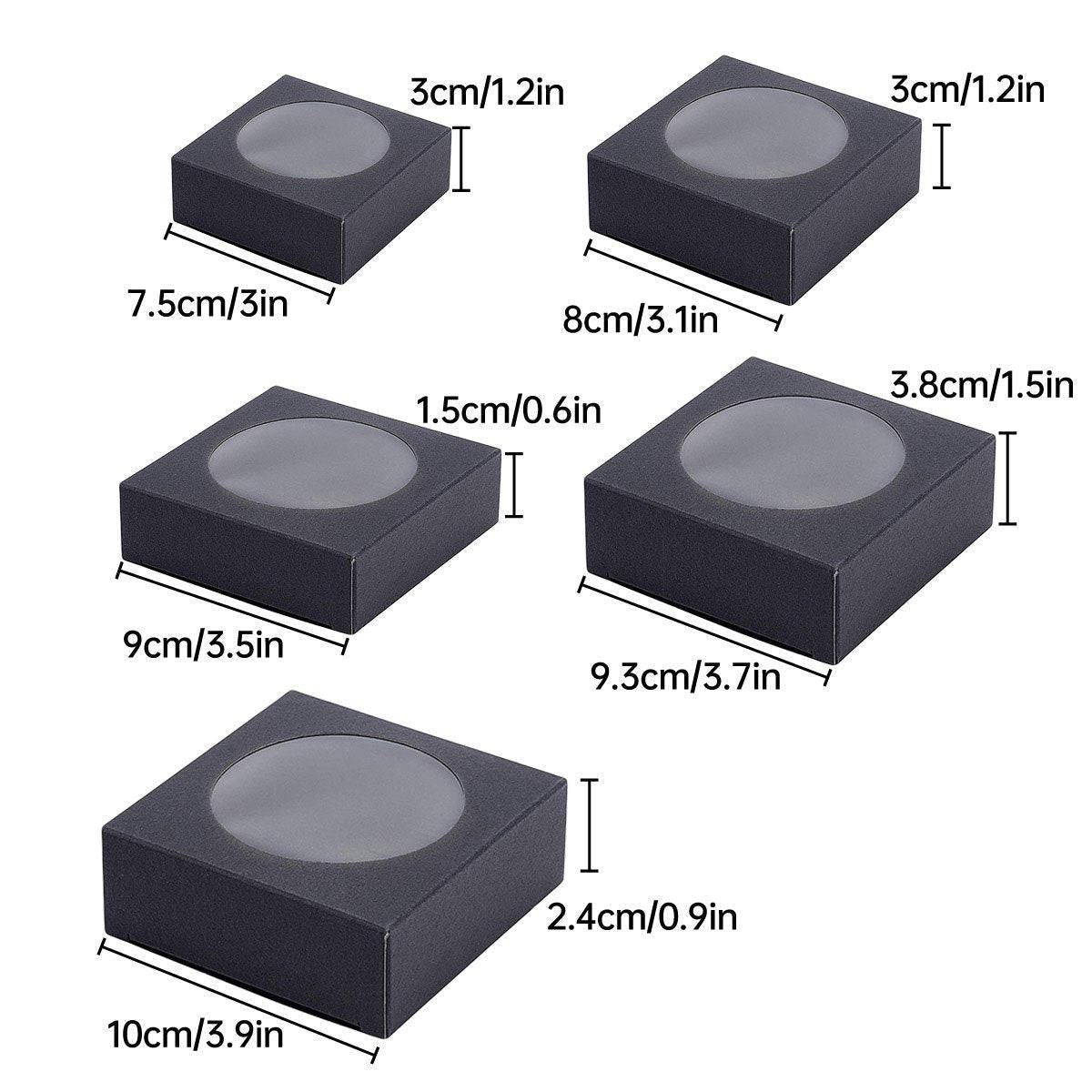 50PCS Handmade Soap Paper Box Round Window Kraft Black White Candy Biscuit Box - Khaki-50pcs 8*8*3CM