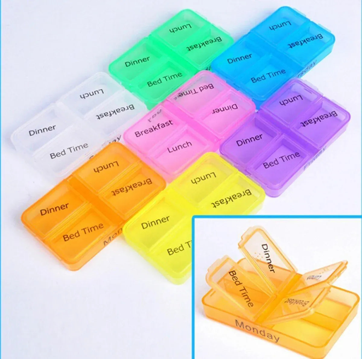 1-Piece Weekly Pill Organiser with Removable Daily Trays