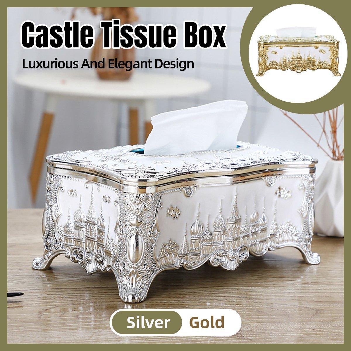 Small Napkin Tissue Box Creative Plastic Desktop Paper Holder Compact Design - Silver