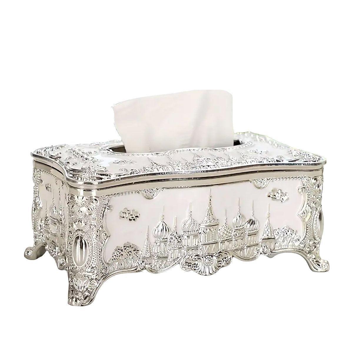 Small Napkin Tissue Box Creative Plastic Desktop Paper Holder Compact Design - Silver