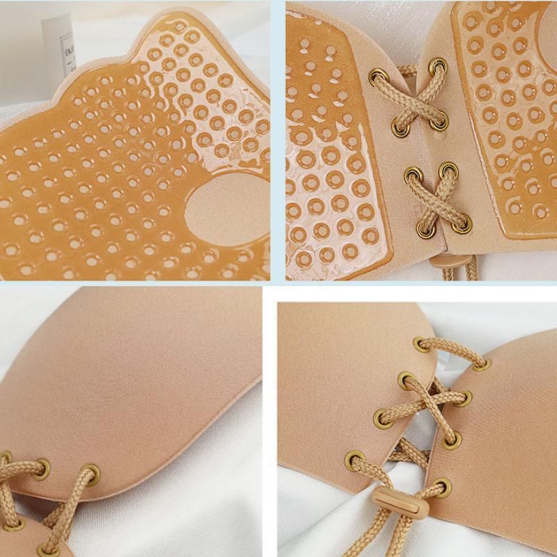 Strapless Backless Invisible Bra Push Up Stick On Silicone Lingerie Adjustable Nude - D