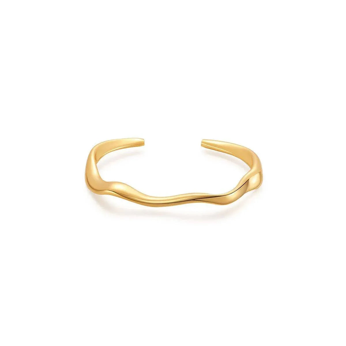 1-Piece Gold-Tone Wavy Open Cuff Bracelet